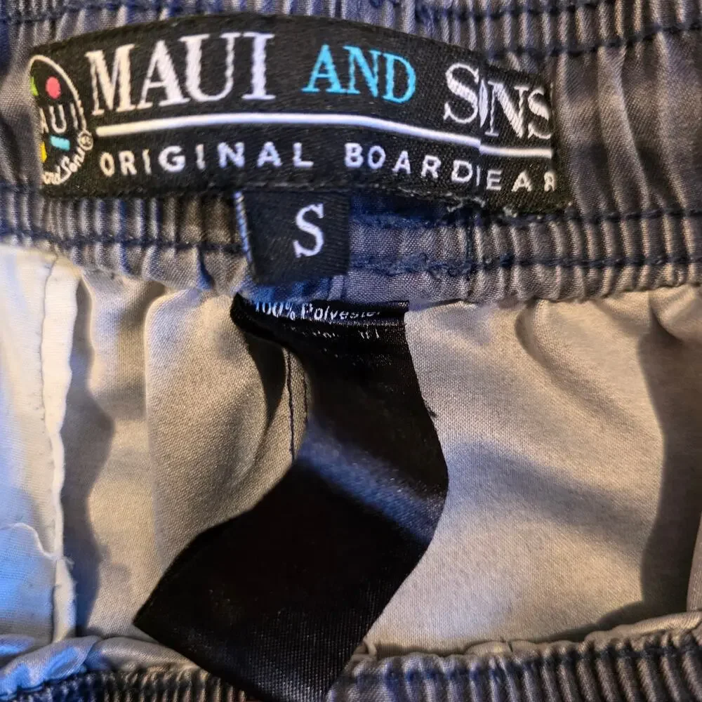 Vintage 90s Maui and Sons Original Boardwear Swim‎ Trunks Navy Blue S Gorpcore
